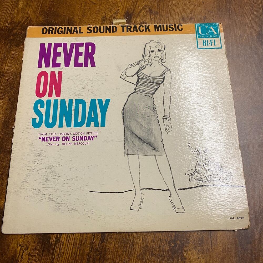 Never on Sunday Soundtrack LP United Artists UAL-4070 Vinyl Record